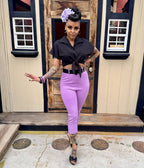 Rockin Bettie Black Tie Crop Top - Unique Vintage - Womens, TOPS, WOVEN TOPS