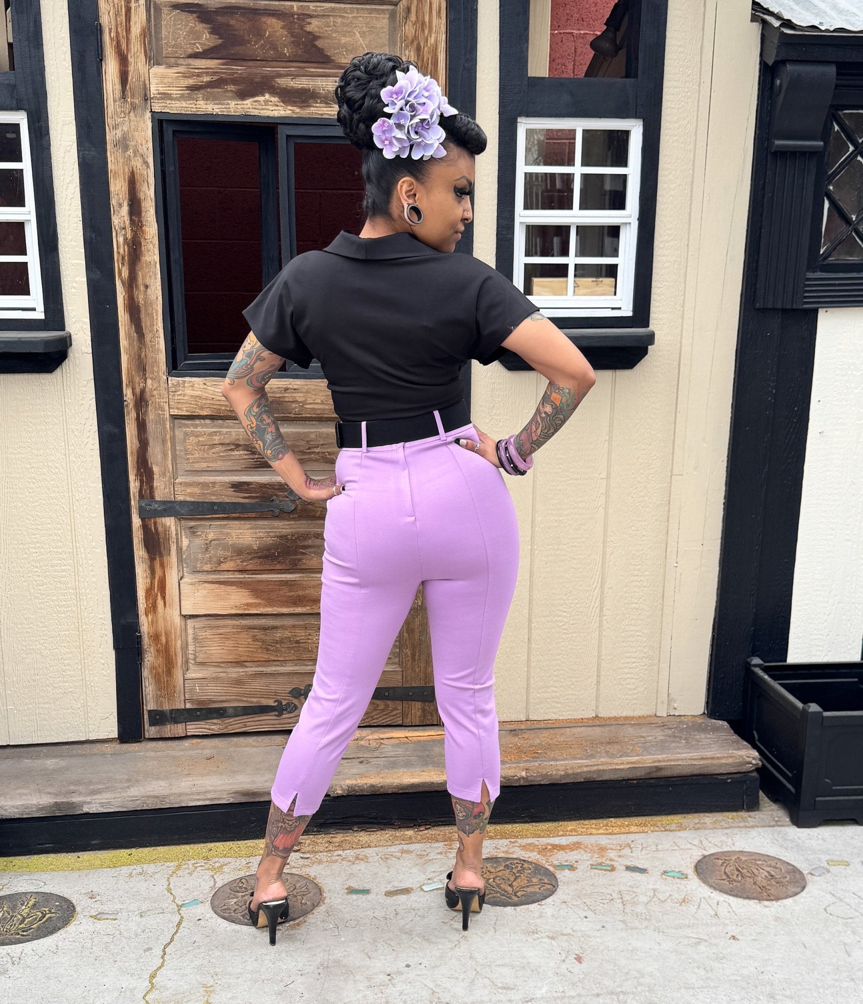 Rockin Bettie Black Tie Crop Top - Unique Vintage - Womens, TOPS, WOVEN TOPS