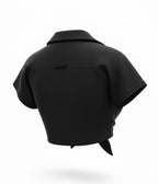 Rockin Bettie Black Tie Crop Top - Unique Vintage - Womens, TOPS, WOVEN TOPS