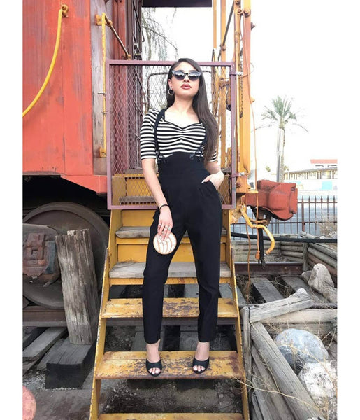 Rockin Bettie Black Whittier Suspender Pants – Unique Vintage