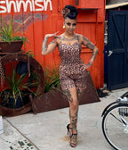 Rockin Bettie Leopard Print Romper - Unique Vintage - Womens, BOTTOMS, ROMPERS AND JUMPSUITS