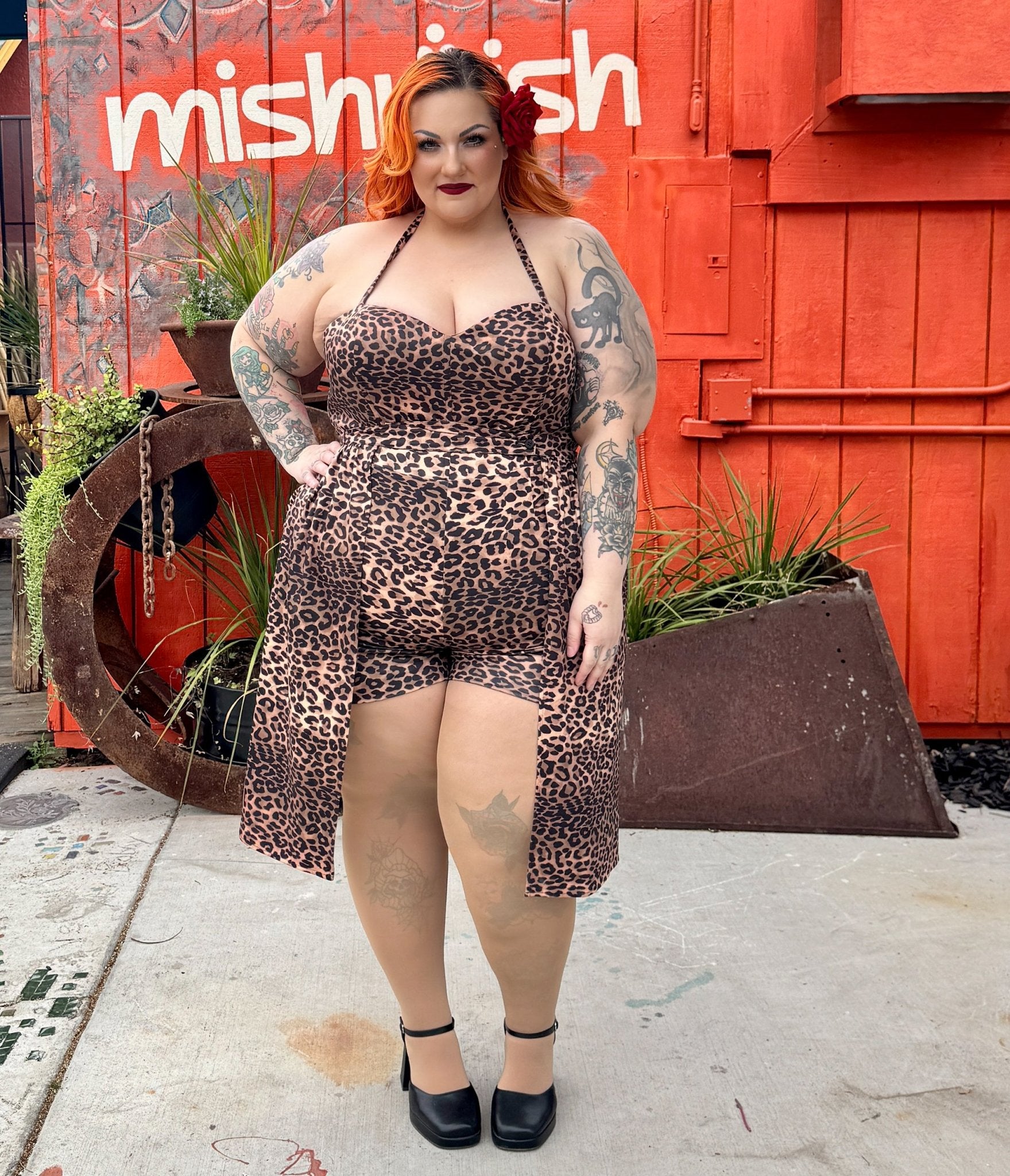 Rockin Bettie Leopard Print Romper - Unique Vintage - Womens, BOTTOMS, ROMPERS AND JUMPSUITS