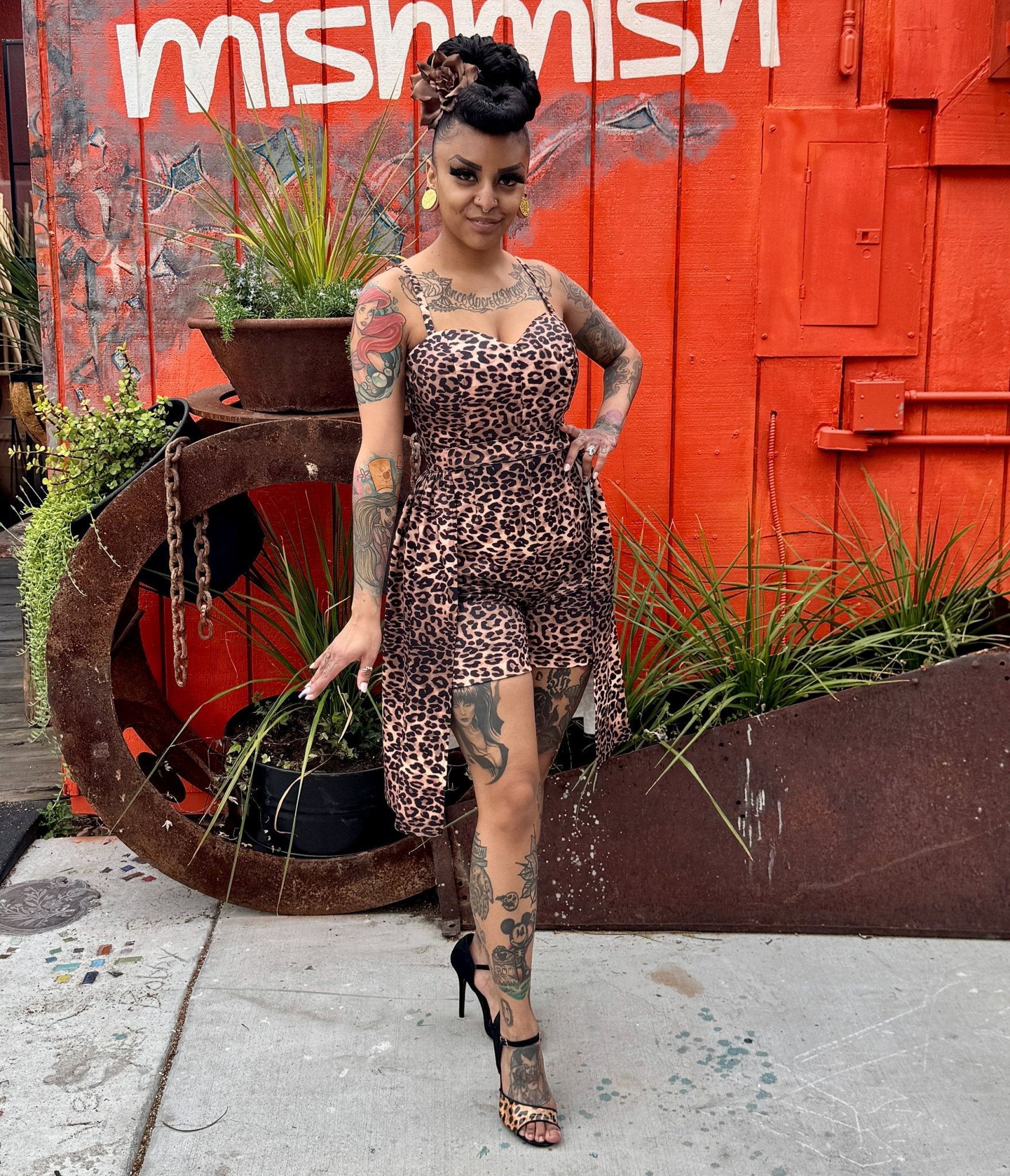 Rockin Bettie Leopard Print Romper - Unique Vintage - Womens, BOTTOMS, ROMPERS AND JUMPSUITS