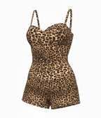 Rockin Bettie Leopard Print Romper - Unique Vintage - Womens, BOTTOMS, ROMPERS AND JUMPSUITS