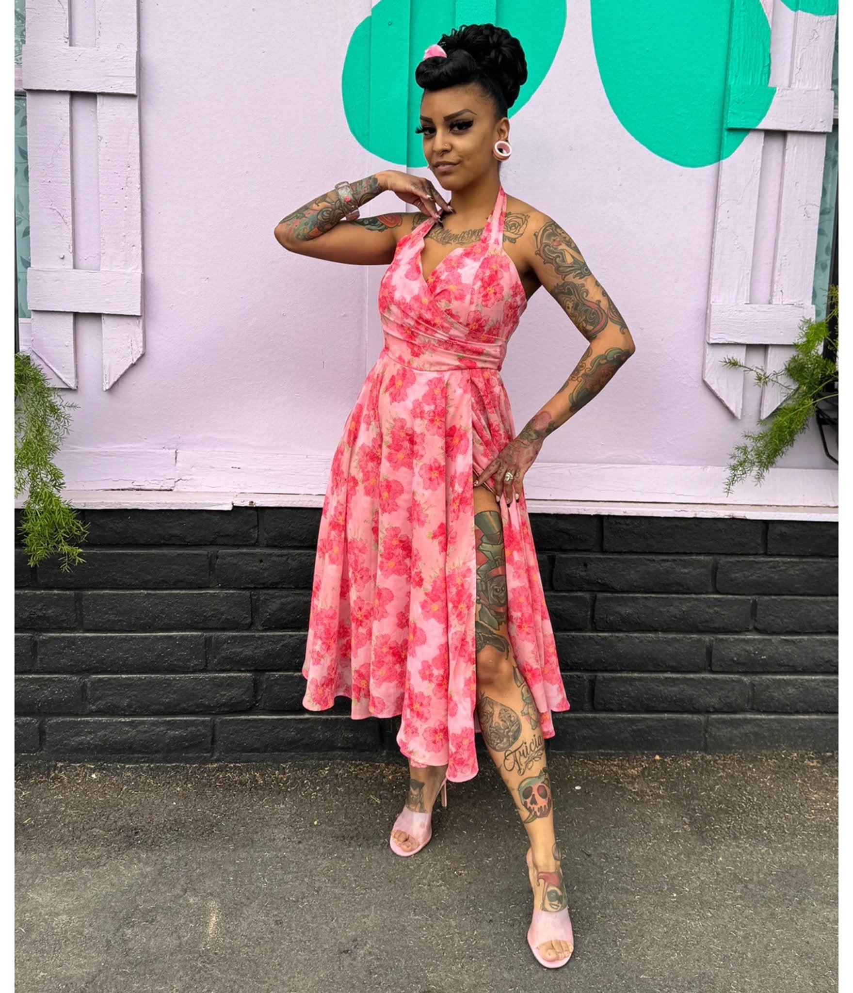 Rockin Bettie Pink Wild Carnation Dress - Unique Vintage - Womens, DRESSES, MIDI