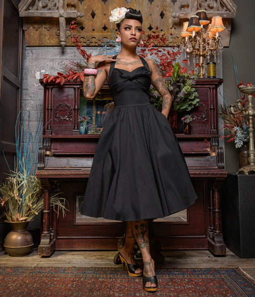 Rocking Bettie Black Tie the Knot Swing Dress - Small - Unique Vintage Rocking Bettie Black Tie the Knot Swing Dress - Small - Unique Vintage