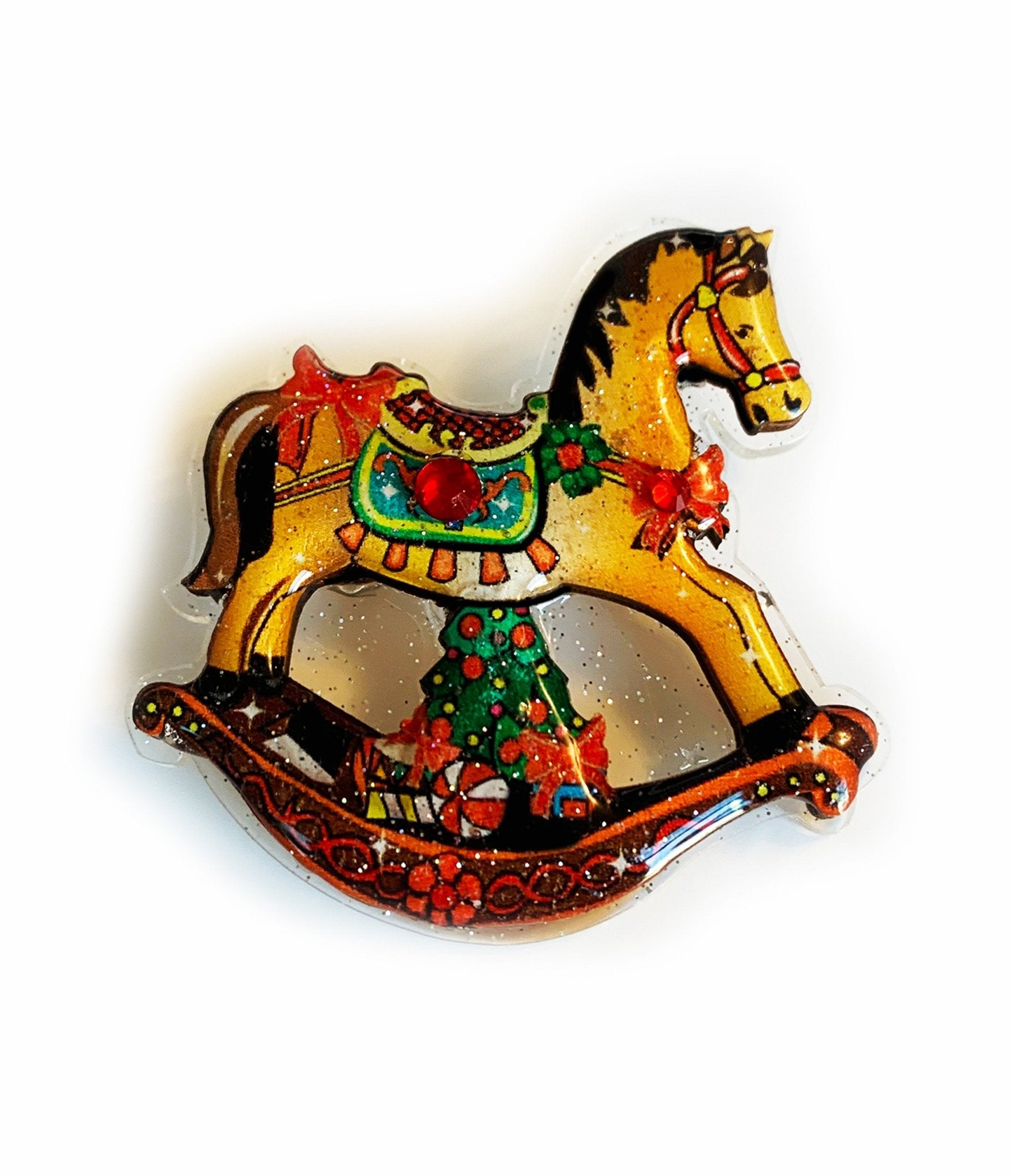 Rocking Horse Christmas Brooch - Unique Vintage - Womens, ACCESSORIES, JEWELRY