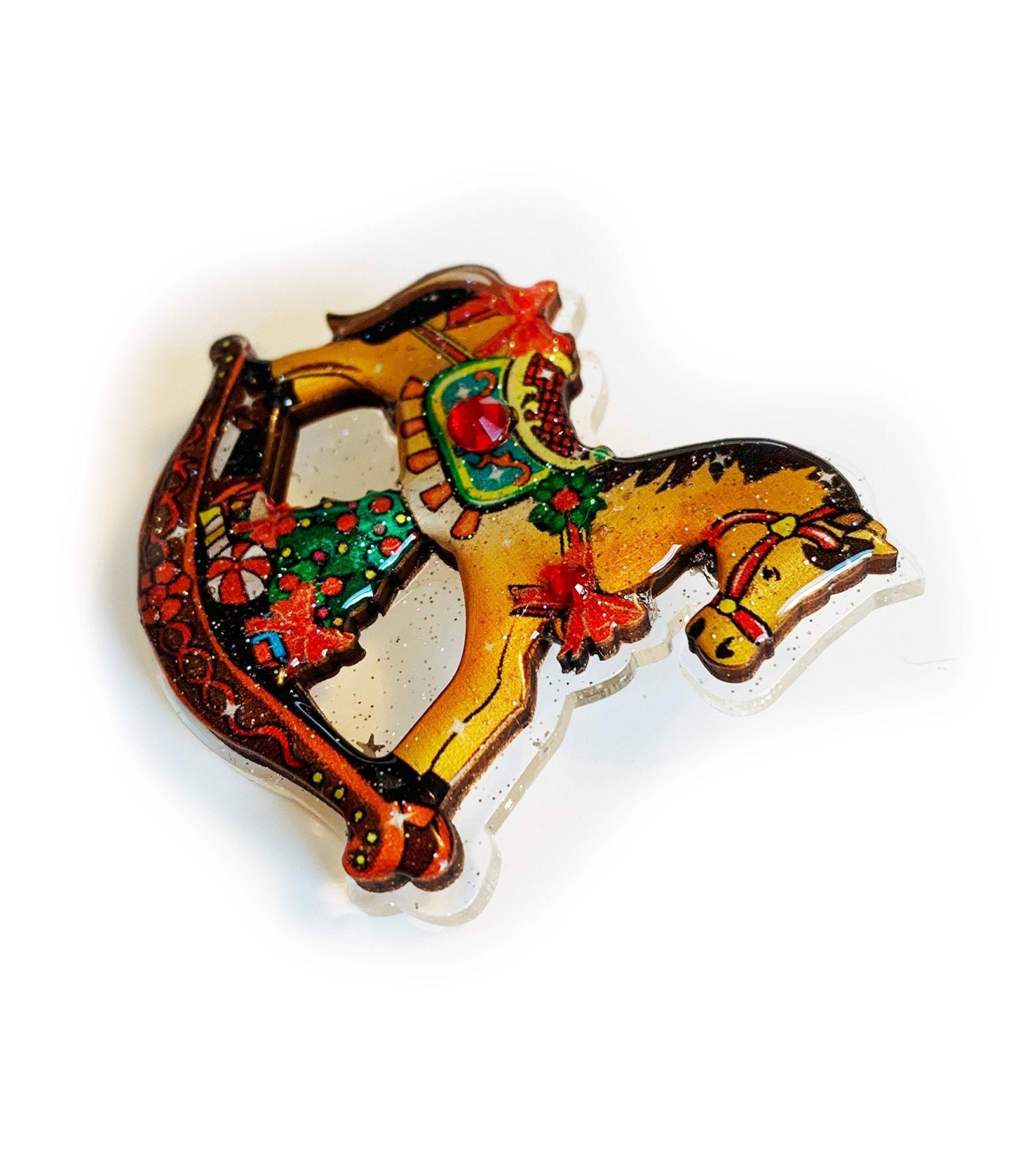 Rocking Horse Christmas Brooch - Unique Vintage - Womens, ACCESSORIES, JEWELRY