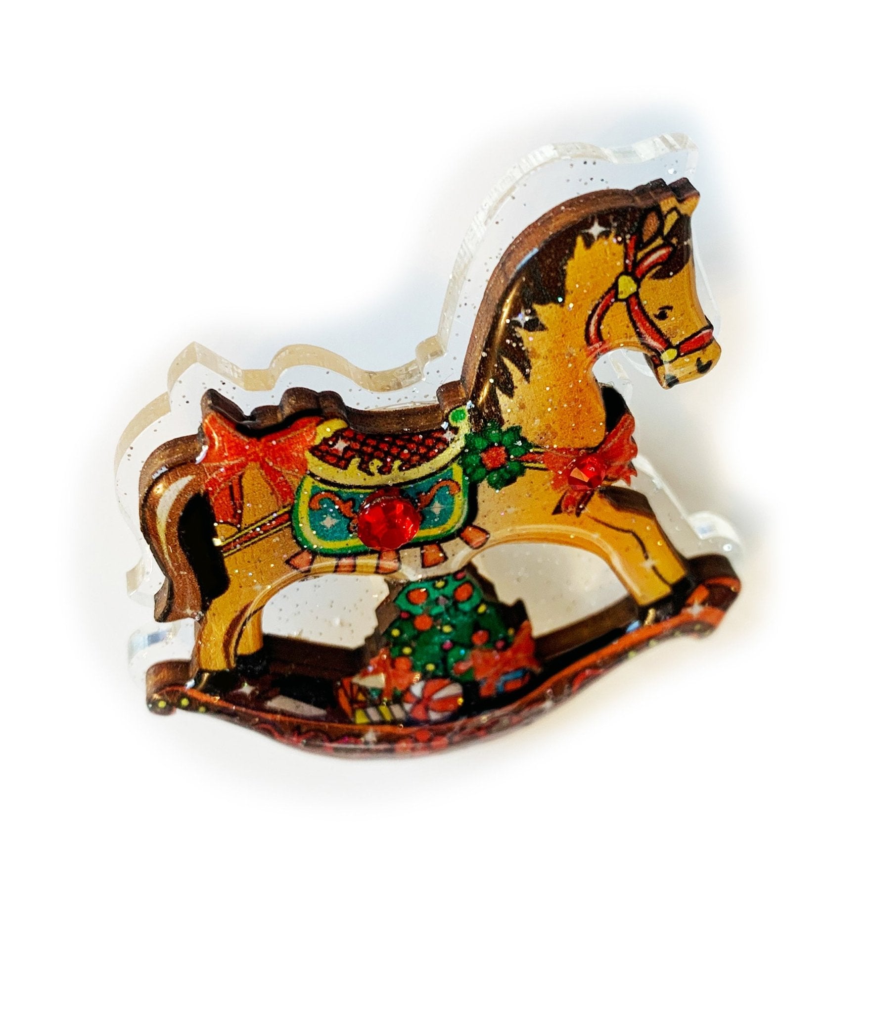 Rocking Horse Christmas Brooch - Unique Vintage - Womens, ACCESSORIES, JEWELRY