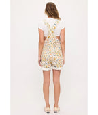 Rooster and Floral Print Short Overalls - Unique Vintage - Womens, BOTTOMS, ROMPERS AND JUMPSUITS