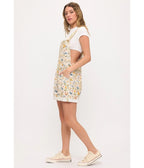 Rooster and Floral Print Short Overalls - Unique Vintage - Womens, BOTTOMS, ROMPERS AND JUMPSUITS