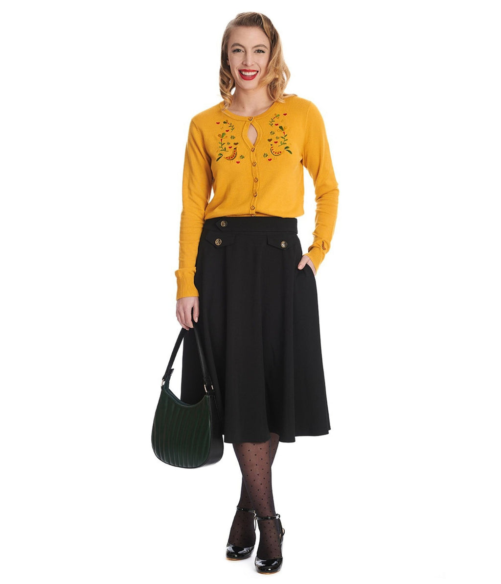 Royal Monk Black Book Club Swing Skirt - Unique Vintage - Womens, BOTTOMS, SKIRTS