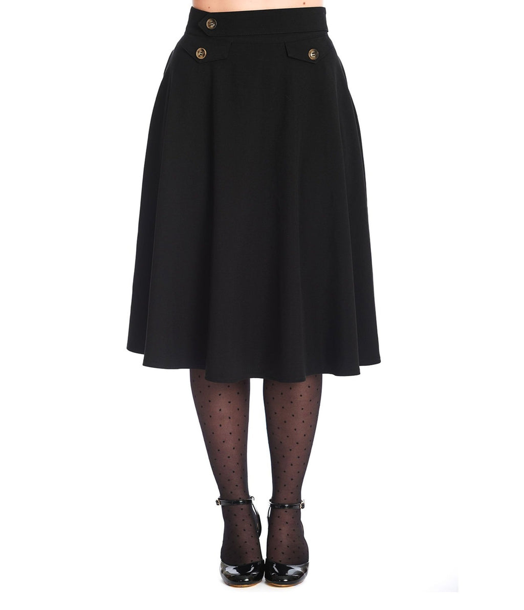 Royal Monk Black Book Club Swing Skirt - Unique Vintage - Womens, BOTTOMS, SKIRTS