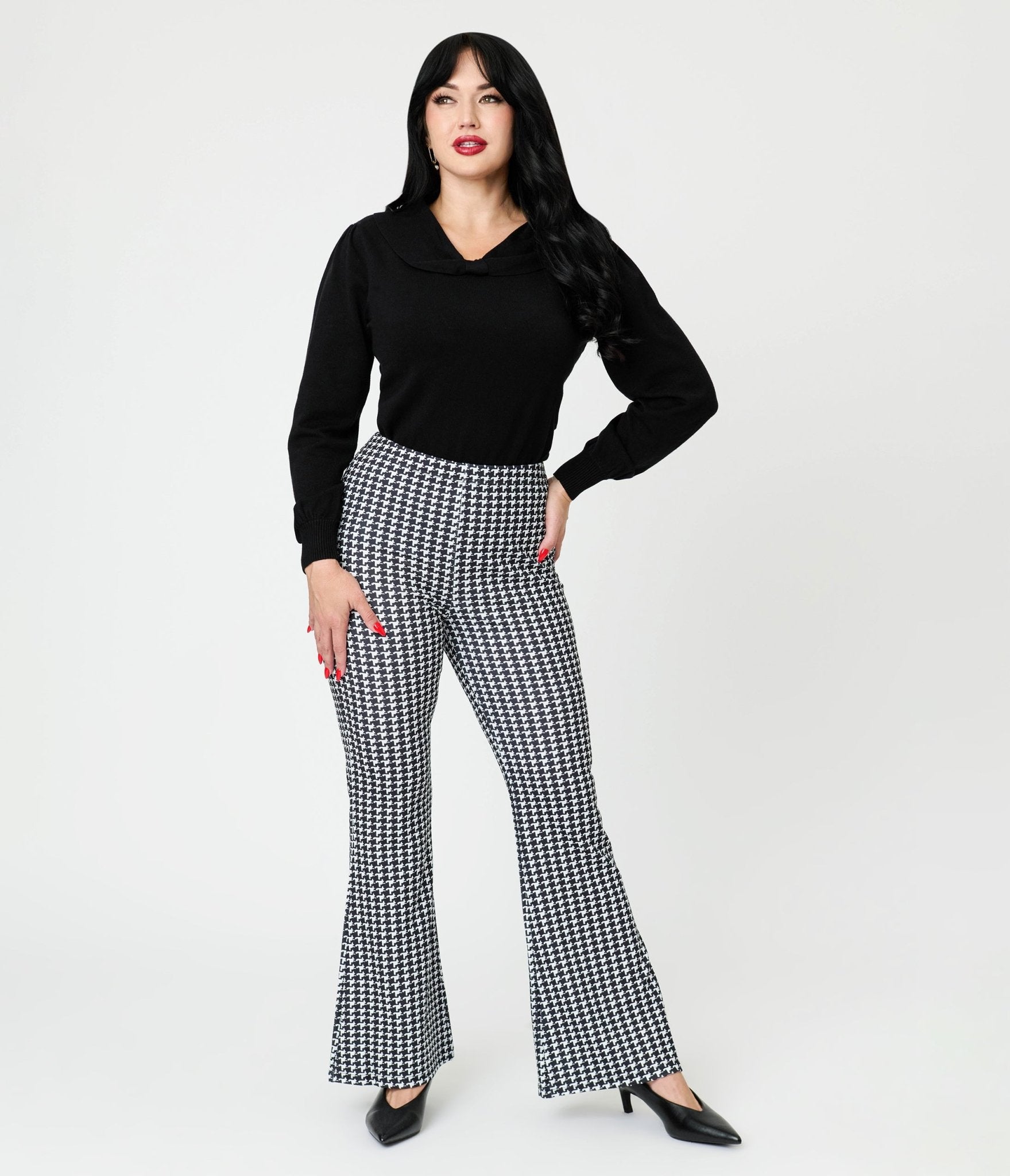 Royal Monk Black Bow Collar Betsy Sweater - Unique Vintage - Womens, TOPS, KNIT TOPS