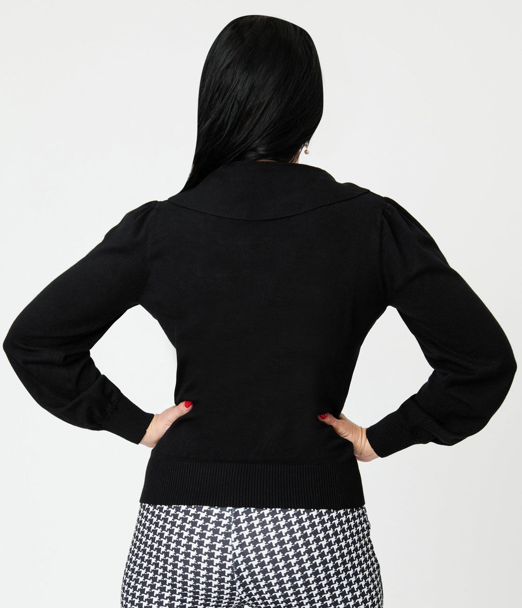 Royal Monk Black Bow Collar Betsy Sweater - Unique Vintage - Womens, TOPS, KNIT TOPS