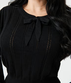 Royal Monk Black Bow Sweater - Unique Vintage - Womens, TOPS, SWEATERS