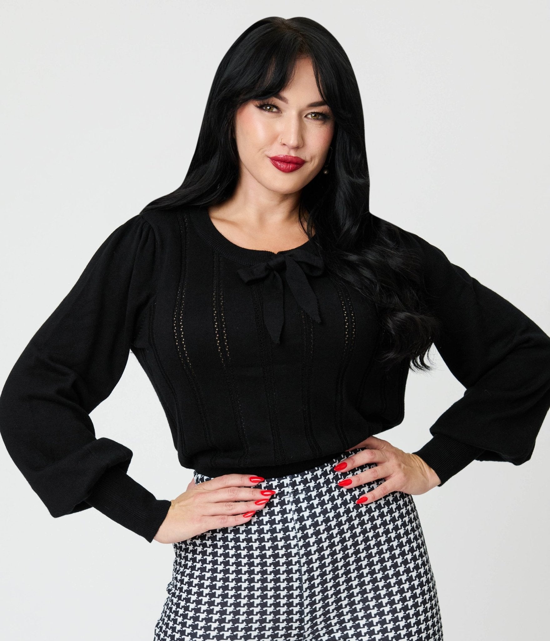 Royal Monk Black Bow Sweater - Unique Vintage - Womens, TOPS, SWEATERS