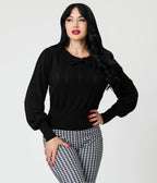 Royal Monk Black Bow Sweater - Unique Vintage - Womens, TOPS, SWEATERS