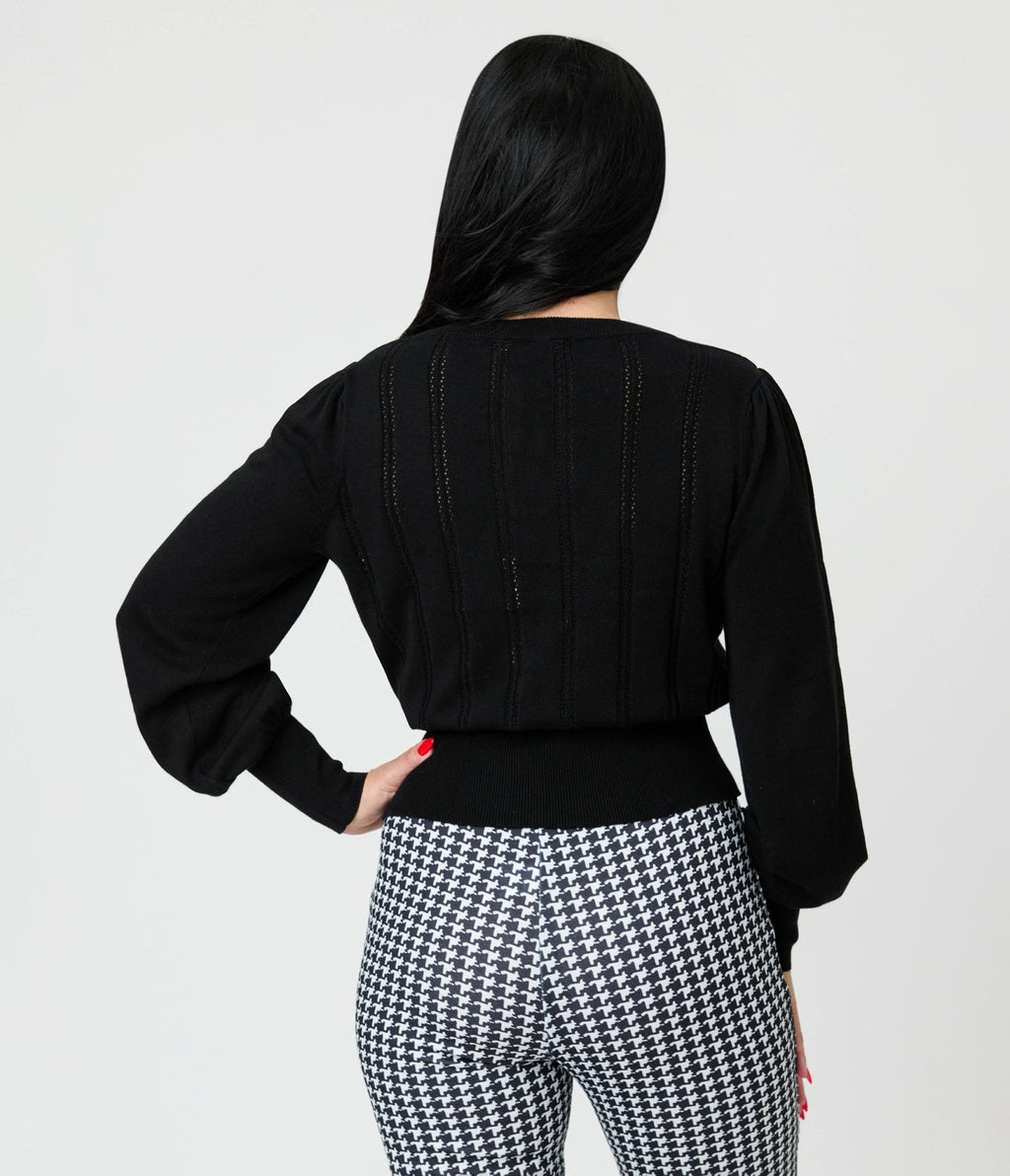 Royal Monk Black Bow Sweater - Unique Vintage - Womens, TOPS, SWEATERS