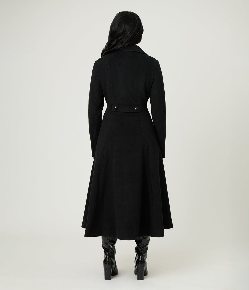 Royal Monk Black & Cream Fur Martha Swing Coat - Unique Vintage - Womens, TOPS, OUTERWEAR