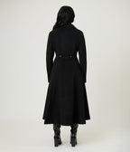 Royal Monk Black & Cream Fur Martha Swing Coat - Unique Vintage - Womens, TOPS, OUTERWEAR