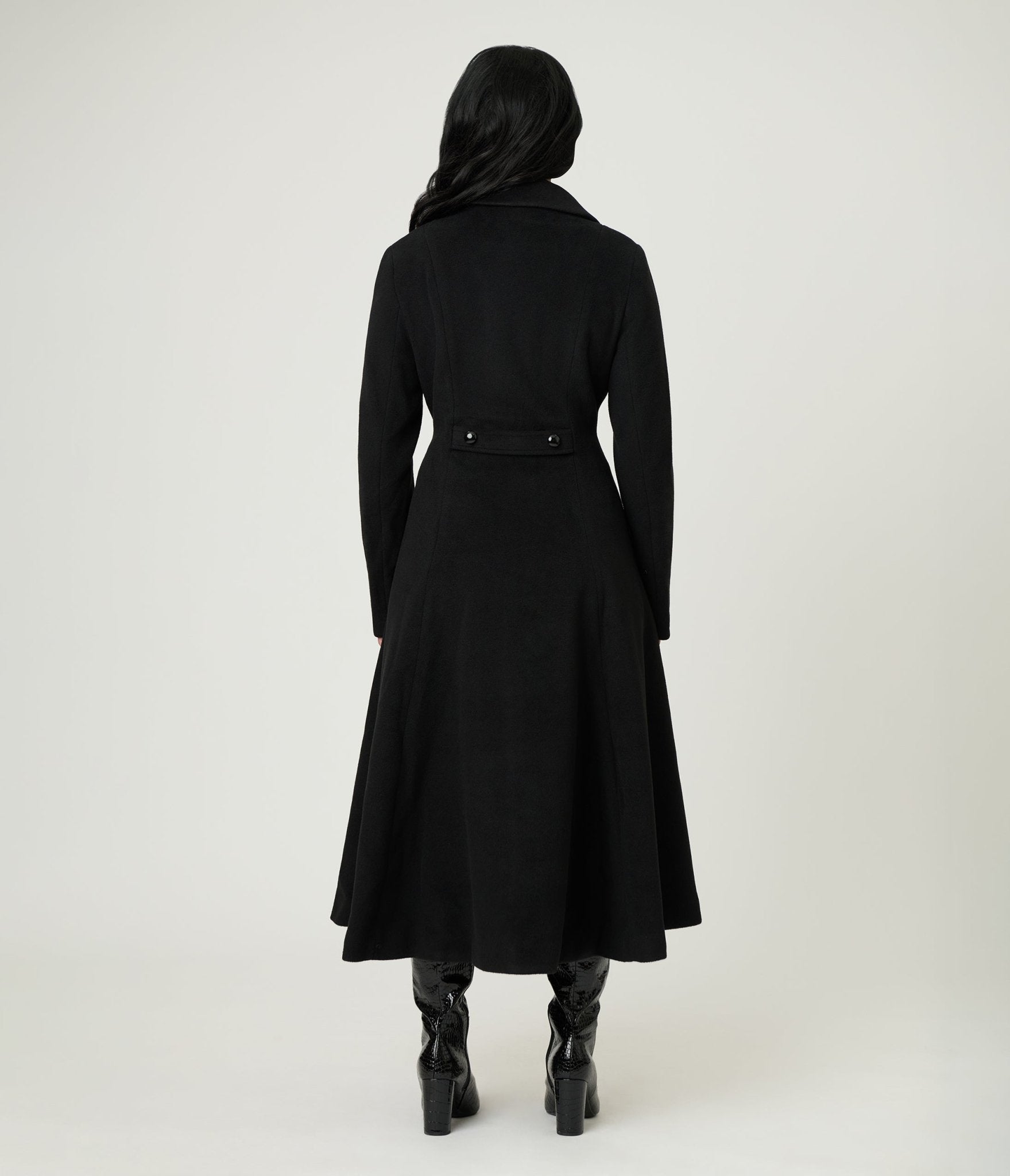 Royal Monk Black & Cream Fur Martha Swing Coat - Unique Vintage - Womens, TOPS, OUTERWEAR