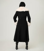 Royal Monk Black & Cream Fur Martha Swing Coat - Unique Vintage - Womens, TOPS, OUTERWEAR