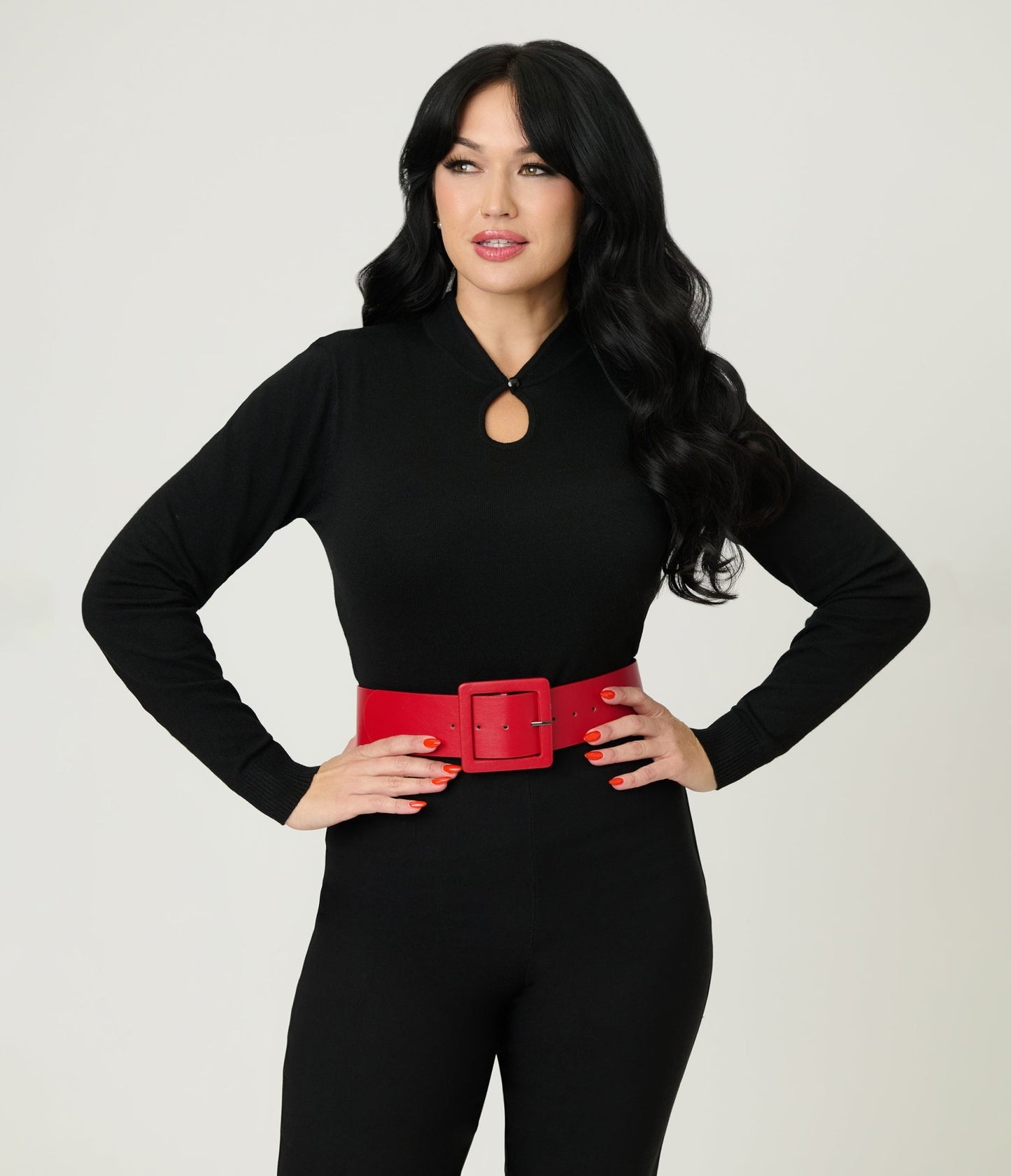 Royal Monk Black Keyhole Sweater - Unique Vintage - Womens, TOPS, SWEATERS