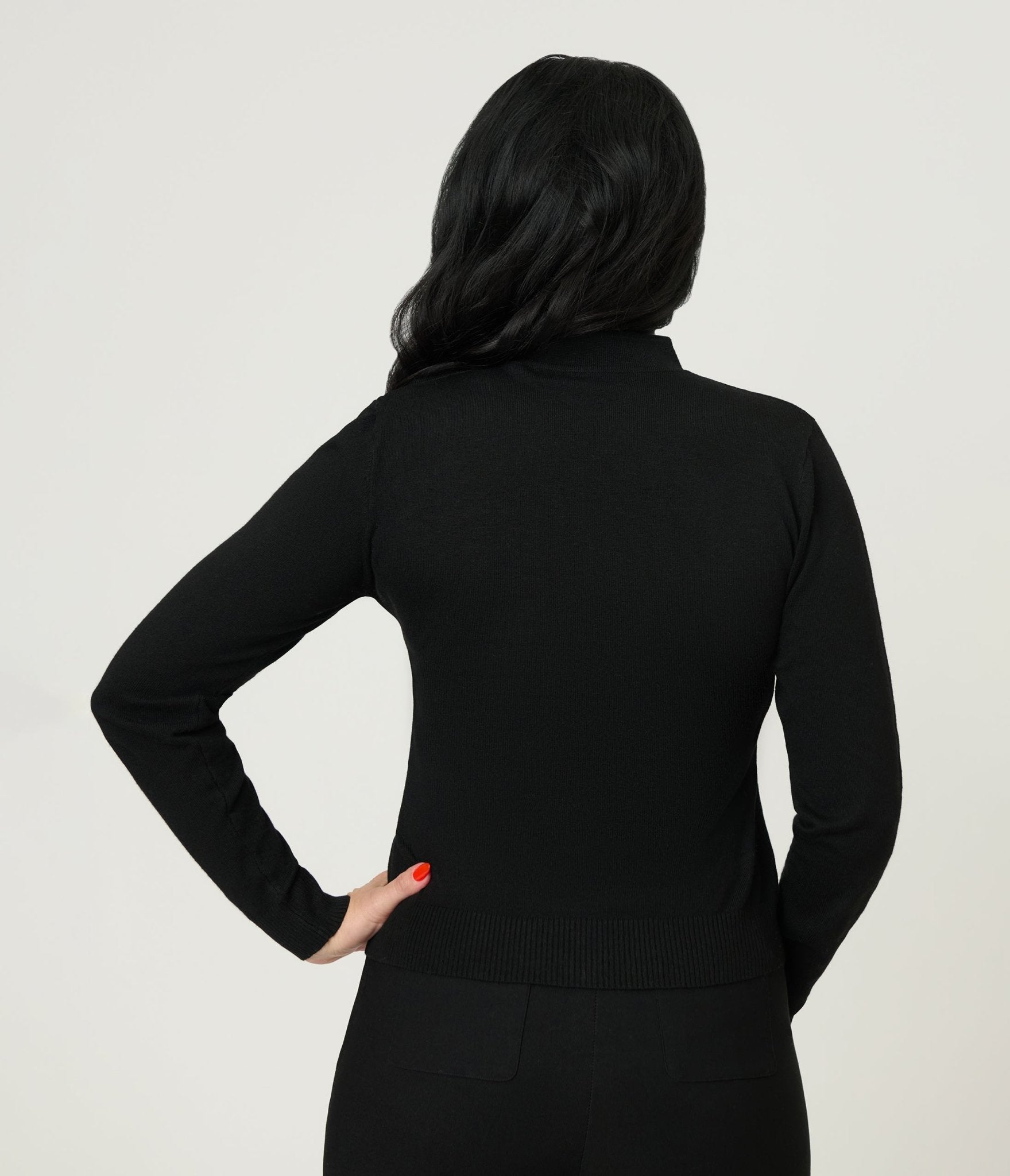 Royal Monk Black Keyhole Sweater - Unique Vintage - Womens, TOPS, SWEATERS