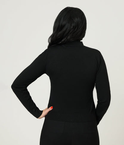 Royal Monk Black Keyhole Sweater - Unique Vintage - Womens, TOPS, SWEATERS