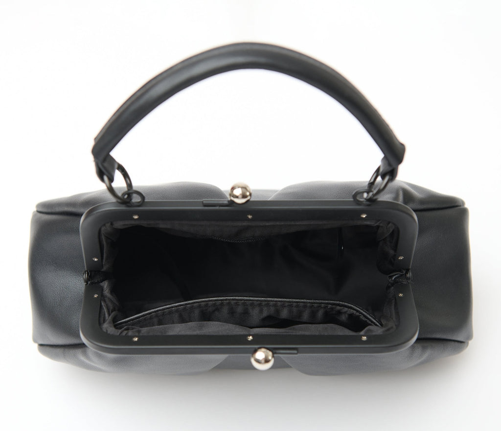 Royal Monk Black Leatherette Shirley Handbag - Unique Vintage - Womens, ACCESSORIES, HANDBAGS