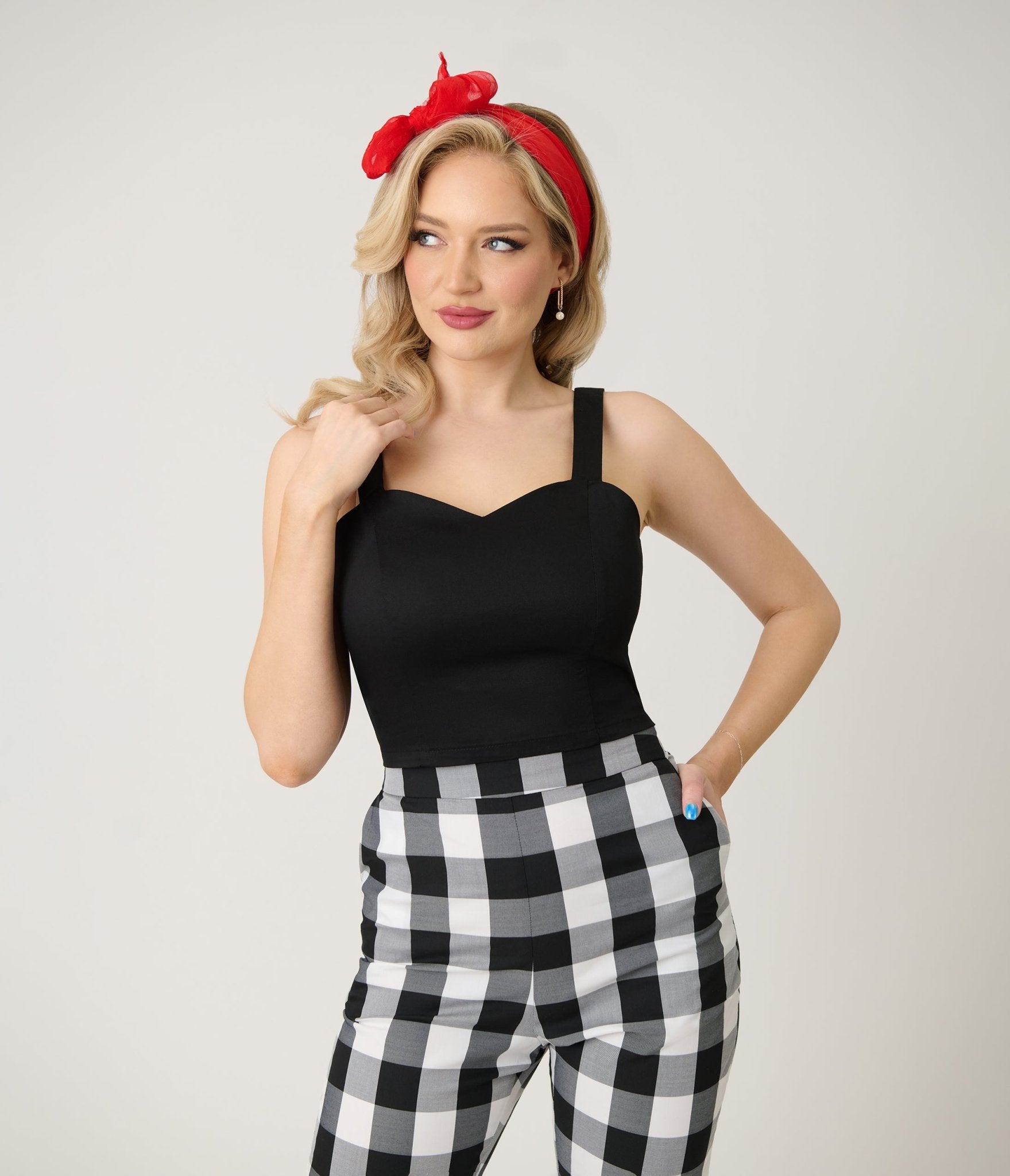 Royal Monk Black Maisie Crop Top - Unique Vintage - Womens, TOPS, SHIRTS