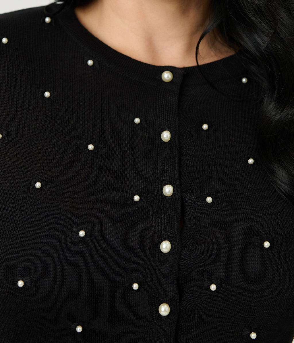 Royal Monk Black Pearl Cardigan - Unique Vintage - Womens, TOPS, SWEATERS