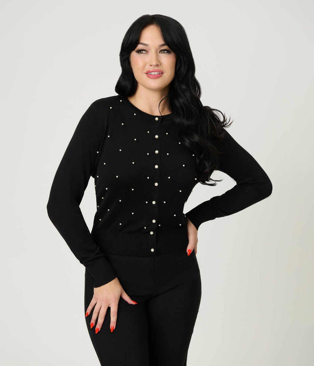 Royal Monk Black Pearl Cardigan - Unique Vintage - Womens, TOPS, SWEATERS