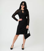 Royal Monk Black Spiderweb Mesh Pencil Dress - Unique Vintage - Womens, DRESSES, SHIFTS