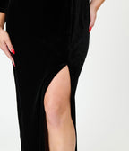 Royal Monk Black Velvet Amalia Maxi Dress - Unique Vintage - Womens, DRESSES, MAXI