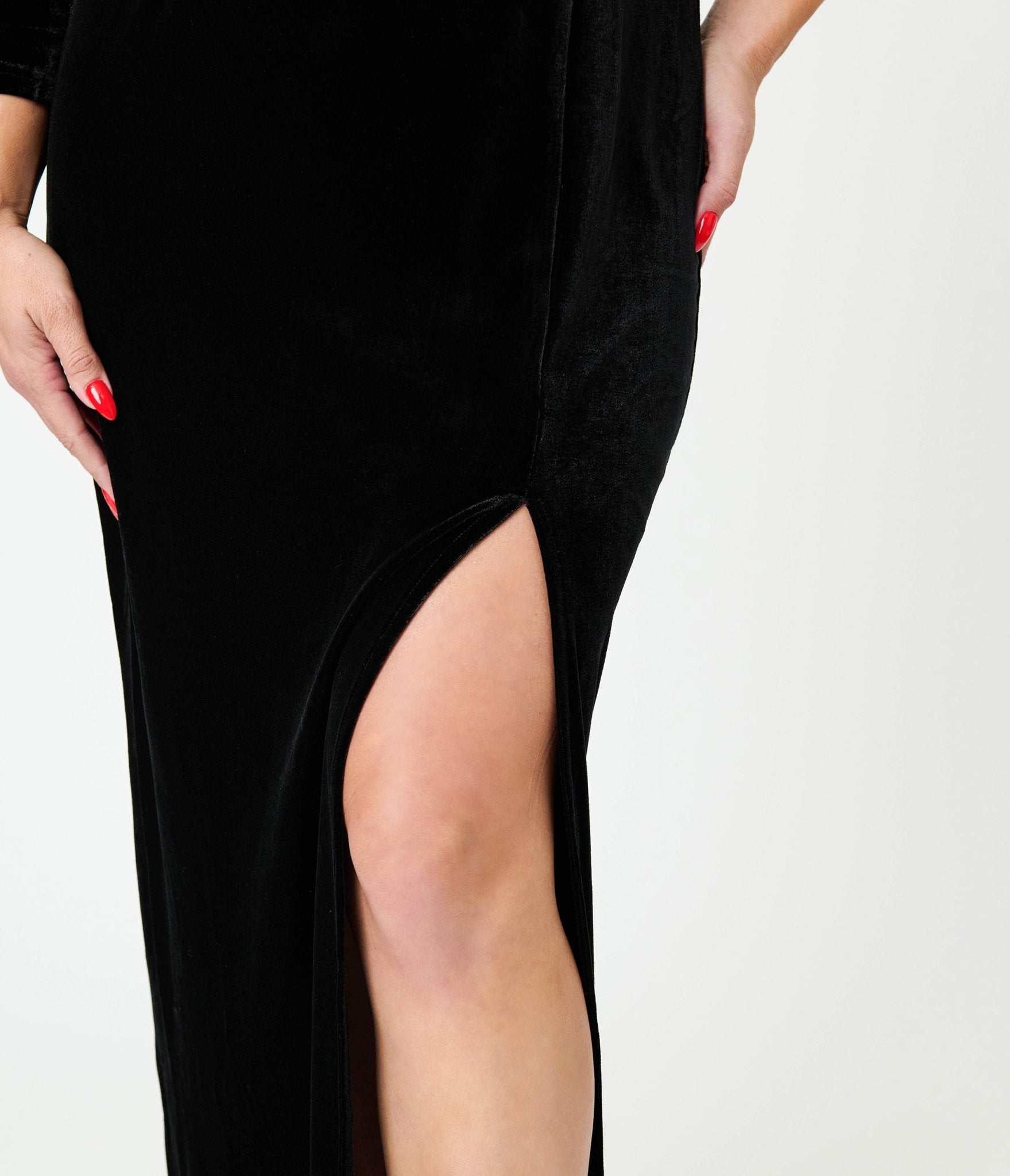 Royal Monk Black Velvet Amalia Maxi Dress - Unique Vintage - Womens, DRESSES, MAXI