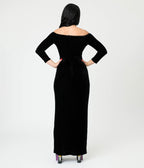 Royal Monk Black Velvet Amalia Maxi Dress - Unique Vintage - Womens, DRESSES, MAXI