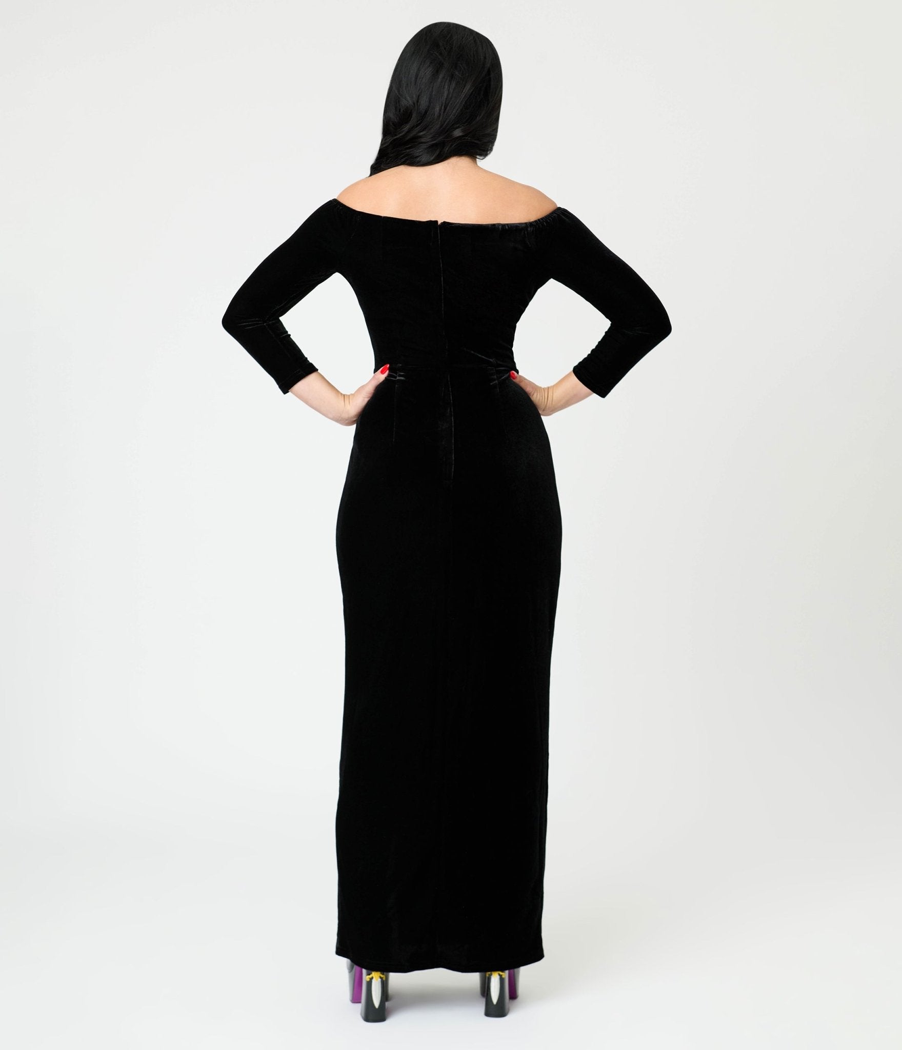 Royal Monk Black Velvet Amalia Maxi Dress - Unique Vintage - Womens, DRESSES, MAXI