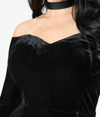 Royal Monk Black Velvet Amalia Maxi Dress - Unique Vintage - Womens, DRESSES, MAXI