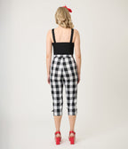 Royal Monk Black & White Gingham Esme Capri Pants - Unique Vintage - Womens, BOTTOMS, PANTS