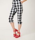 Royal Monk Black & White Gingham Esme Capri Pants - Unique Vintage - Womens, BOTTOMS, PANTS