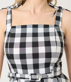 Royal Monk Black & White Gingham June Swing Dress - Unique Vintage - Womens, DRESSES, SWING