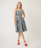 Royal Monk Black & White Gingham June Swing Dress - Unique Vintage - Womens, DRESSES, SWING