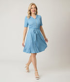 Royal Monk Blue & White Polka Dot Ellen Swing Dress - Unique Vintage - Womens, DRESSES, SWING