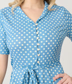 Royal Monk Blue & White Polka Dot Ellen Swing Dress - Unique Vintage - Womens, DRESSES, SWING
