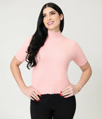 Royal Monk Blush Pink Sweet Jane Sweater - Unique Vintage - Womens, TOPS, SWEATERS