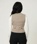 Royal Monk Brown Houndstooth Hallie Vest - Unique Vintage - Womens, TOPS, SWEATERS AND VESTS