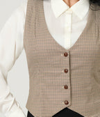 Royal Monk Brown Houndstooth Hallie Vest - Unique Vintage - Womens, TOPS, SWEATERS AND VESTS