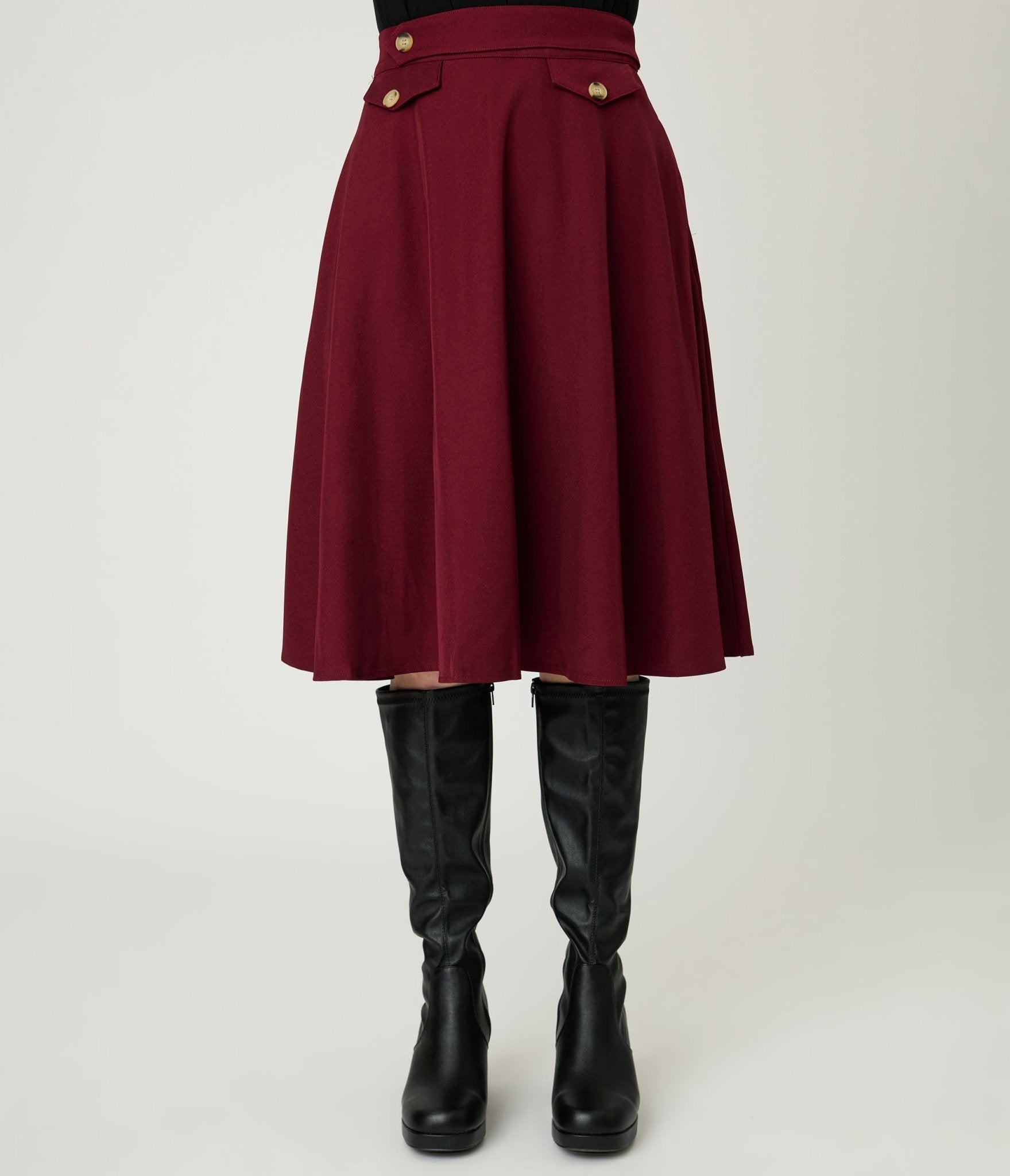 Royal Monk Burgundy Book Club Swing Skirt - Unique Vintage - Womens, BOTTOMS, SKIRTS